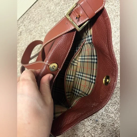 Burberry leather haymarket bucket bag magnetic closure authentic vintage EUC - Picture 5 of 17
